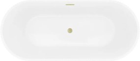 Mexen Yara, voľne stojaca ryhovaná vaňa 170 x 75 cm, biela lesklá, zlatý matný prepad, 52861707500-55