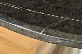 Jedálenský stôl ELEGANCIA 130 cm okrúhly rám chróm čierny mramorový vzhľad