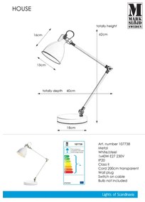 Markslöjd 107738 - Stolná lampa HOUSE 1xE27/40W/230V