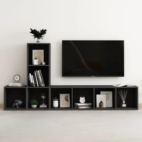 3-dielna súprava TV skriniek čierna drevotrieska 3080025