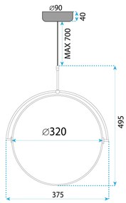 Toolight Toolight, LED stropné svietidlo 35cm APP1426-C, čierna, OSW-01880