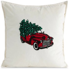 VIANOČNÁ DEKORAČNÁ OBLIEČKA NA VANKÚŠ CAR 1KS 45X45 CM BIELA