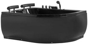 Vírivá rohová vaňa s LED osvetlením pravostranná 160 x 113 cm čierna PARADISO Beliani