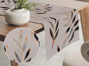 Biante Bavlnený behúň na stôl Sandra SA-437 Popínavé listy na sivom 20x180 cm