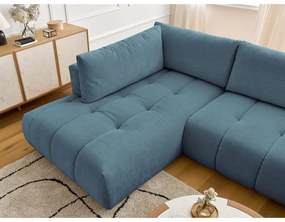 Modrá rozkladacia/s úložným priestorom rohová pohovka (ľavý roh/do tvaru "U") Fuji – Bobochic Paris