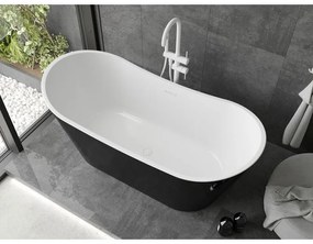 Mexen Montana, voľne stojaca vaňa 180 x 90 cm, biela-čierna, biely prepad, 52011809075-20