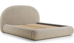 Béžová čalúnená dvojlôžková posteľ s úložným priestorom s roštom 180x200 cm Maumere – Maison de Rêve