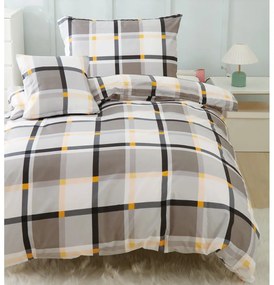 Hnedo-krémovobiele trojdielne obliečky na jednolôžko z mikrosaténu 140x200 cm Henry – My House