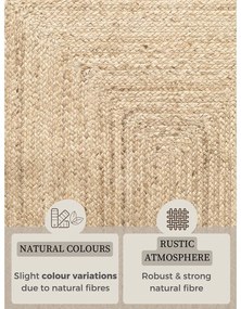 Obojstranný/ručne tkaný jutový behúň vo svetloprírodnej farbe 80x200 cm Sharmila Natural White – Hanse Home