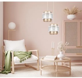 Luster na lanku GABI 2xE27/60W/230V zlatá/biela pr. 30 cm