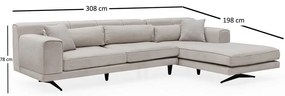 Svetlobéžová rohová pohovka Artie Jivago, pravý roh