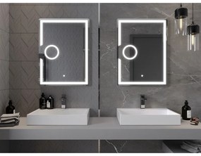 Mexen Onyx, LED kúpeľňové zrkadlo s podsvietením a kozmetickým zrkadielkom 60x80 cm, 6000K, ochrana proti zahmlievaniu, 9813-060-080-611-00