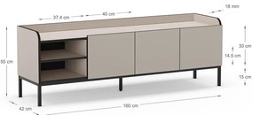 Krémový TV stolík 160x55x42 cm Adara – Marckeric
