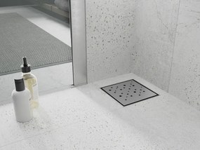 Mexen Flat-Q M12 štvorcová podlahová vpust 12 x 12 cm, brúsená oceľ - 1010412