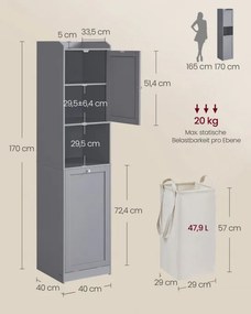 Kúpeľňová skrinka s košom na bielizeň BBC761G02