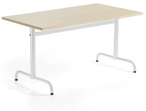 Stôl PLURAL, 1400x700x720 mm, HPL - breza, biela