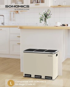 3-komorový kuchynský odpadkový kôš, 18L, pedál, pieskovo béžový