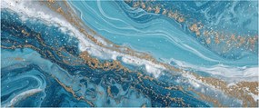 Obraz - Bledomodrý mramor so zlatom I. (120x50 cm)