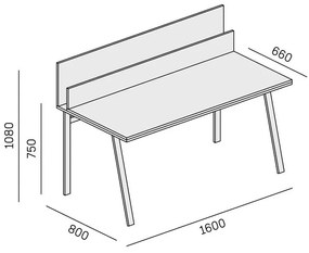 PLAN Kancelársky pracovný stôl SINGLE LAYERS s prepážkami, biela