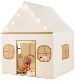 Detský vnútorný stan Playhouse s hviezdičkami a polstrovanou podložkou, béžová + hnedá