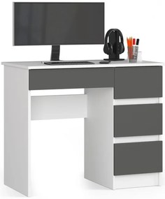 Kancelársky stôl A-7 90 cm pravostranný, biely / sivý