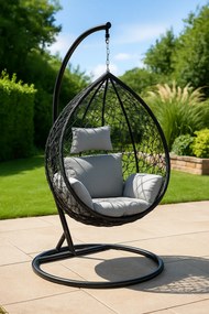 Závěsné houpací křeslo Houseland Luna XL černé