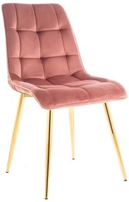 Stolička Chic Golden Velvet ružová