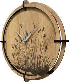 Drevené nástenné hodiny s prírodným motívom Dizajnová dekorácia | SENTOP HDF0587-GOLD-OAK
