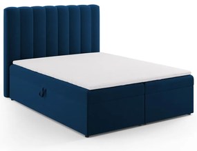 Tmavomodrá boxspring posteľ s úložným priestorom 160x200 cm Gina – Milo Casa