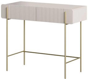 Toaletný stolík Malmi 100 cm - kašmírová / zlatá