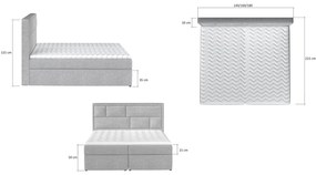 Kvalitná box spring posteľ Meredit 180x200, ružová Velvet