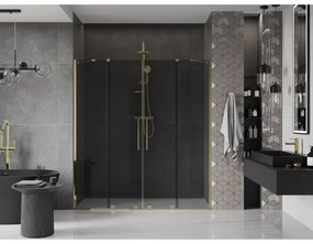 Mexen Velar Duo, posuvné sprchové dvere do otvoru 170 cm, 8mm šedé sklo, zlatá lesklá, 871-170-000-42-50