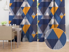 Biante Bavlnený záves Sandra SA-390 Modro-béžovo-oranžové trojuholníky 150x240 cm