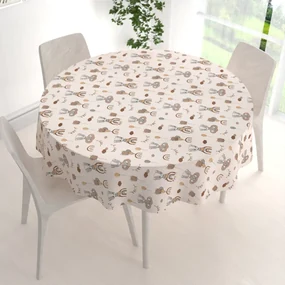 Biante Detský bavlnený okrúhly obrus Sandra SA-454 Medvedíky s balónikmi na béžovom Ø 120 cm