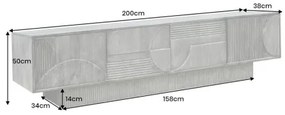 TV-skrinka 46803 Art Deco 200cm Drevo Mango Biela - Komfort-nábytok