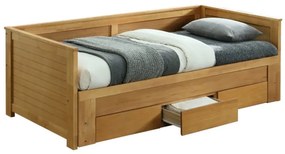 KONDELA Goreta 90 jednolôžková posteľ s roštami a úložným priestorom dub