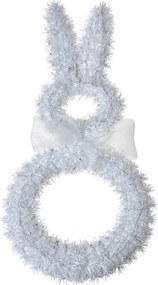 Biela nástenná plastová dekorácia králik - 24*5*47 cm