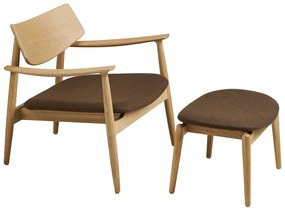 Hnedé kreslo s podnožkou Olvera – House Nordic