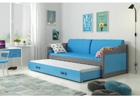 Detská posteľ alebo gauč s výsuvnou posteľou DAVID 190x80 cm Modrá Šedá