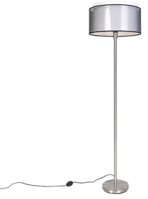 Dizajnová stojaca lampa oceľ s čiernym a bielym tienidlom 47 cm - Simplo