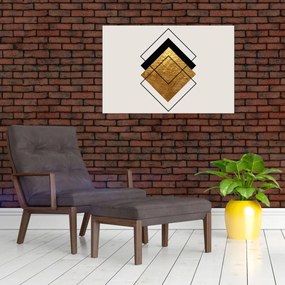 Obraz - Abstrakcia zlatá a biela N⁰1 (90x60 cm)