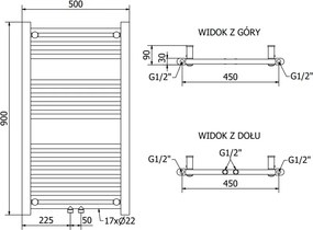 Mexen Mars, vykurovacie teleso 900x500 mm, 370 W, antracitová, W110-0900-500-00-66