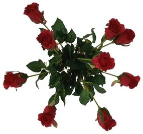 Umelá kvetina púčik Ruža červená, 64 cm, 9 ks