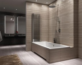 Trojdielna vaňová zastena REA AGAT-3 120 cm, chróm/transparent