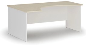 Ergonomický kancelársky písací stôl PRIMO WHITE, 180x120 cm, ľavý, biela/breza