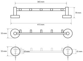 SAPHO XR214 X-Round E hrazda s 5 vešiačikmi 39,5 cm, strieborná