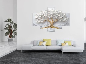 Obraz – 3D elegantný strom života plný kvetov (150x105 cm)