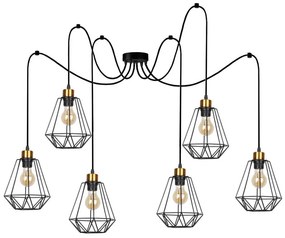 Candellux Čierno-zlatý závesný decentrálny luster Primo pre žiarovku 6x E27 36-00316