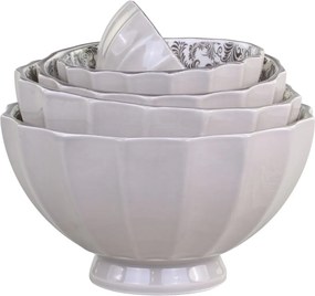 Set 5ks zelená porcelánová miska s ornamentmi vo vnútri prúžkom Arés - Ø15*9 cm