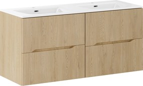 Comad Kúpeľňová skrinka s keramickým dvojumývadlom Nordic Cremona 120 cm - dub cremona